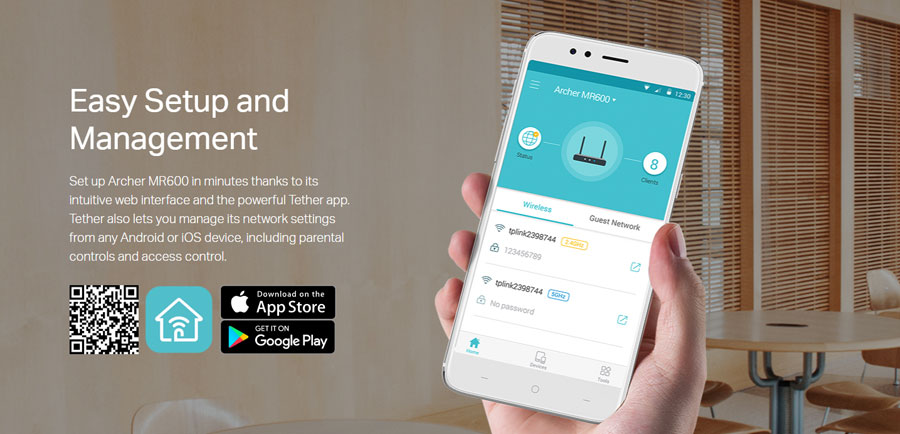 Archer MR600 4g+ Router has Easy Setup Management App.