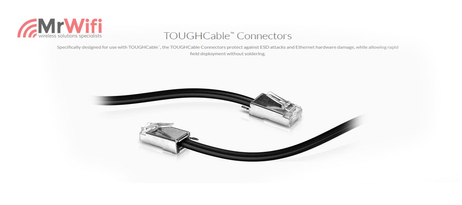 TOUGHCable Connectors - Specifically designed for use with TOUGHCable™, the TOUGHCable Connectors protect against ESD attacks and Ethernet hardware damage, while allowing rapid field deployment without soldering.