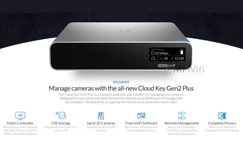 Ubiquiti UniFi Cloud Key Gen2 Plus [UCK-GEN2-PLUS]. Manage cameras with