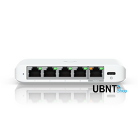 Ubiquiti Switch Flex Mini 2.5G, (4) 2.5 GbE Ports, (1) 2.5 GbE PoE Input Port for Power