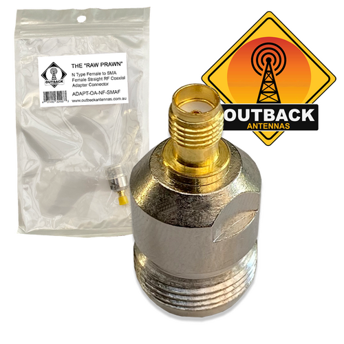 N-Type Female to SMA Female Adapter Coaxial Converter / Connector. The "RAW PRAWN"