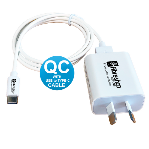 USB Quick Charge 3.0 (QC3) Wall Charger with 1M USB to Type-C Cable