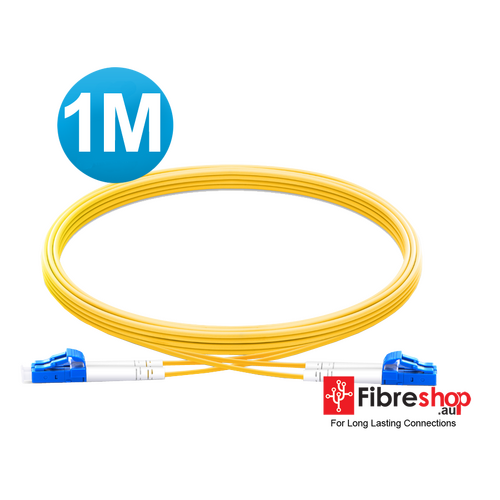 LC-LC UPC Duplex Single Mode Fibre Patch Lead 2.0mm PVC (OFNR)1M