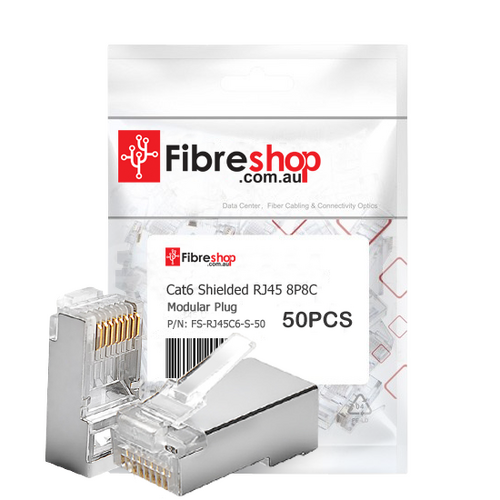 Cat6 RJ45 Shielded Modular Plug 8P8C Pass Through Pack 50