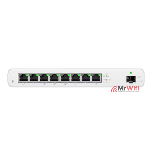  UISP Router, 8-Port GbE Ports w/ 27V Passive PoE, For MicroPoP Applications, 110W PoE Budget, Fanless